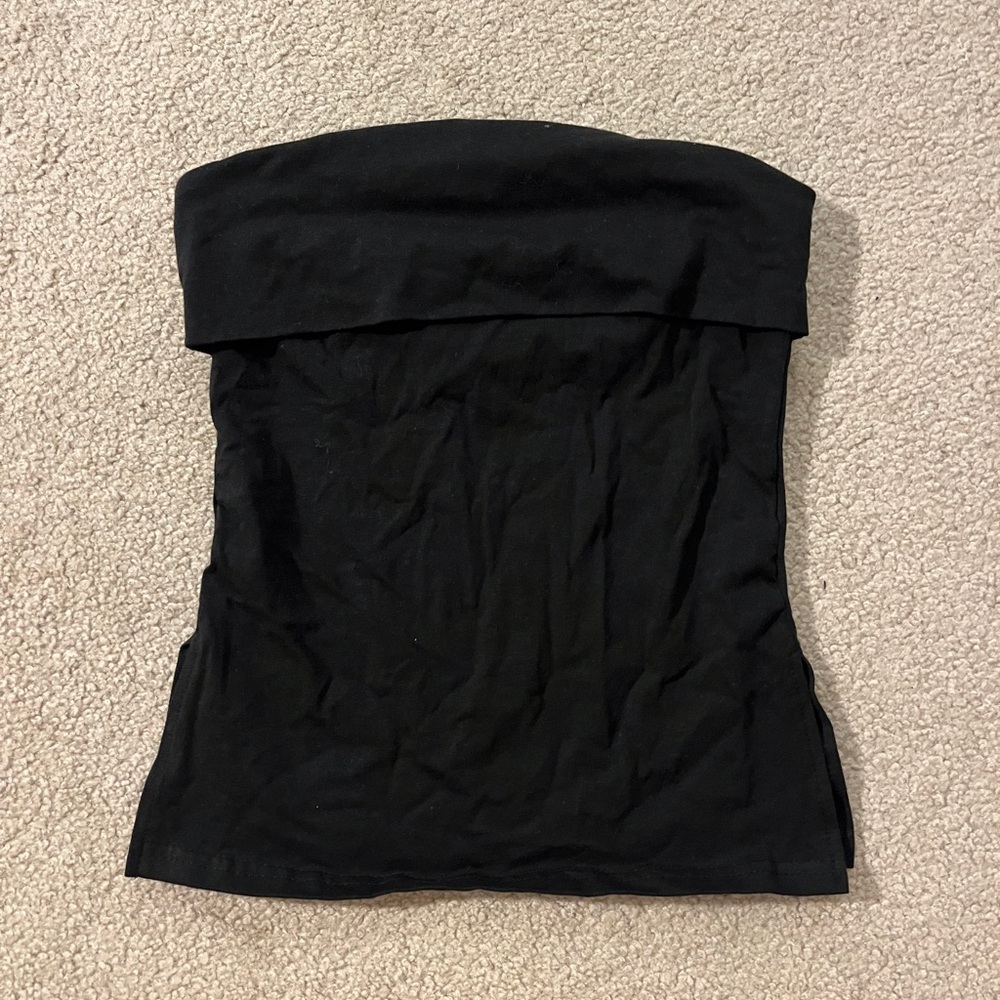 BNWOT Black Foldover Strapless Top